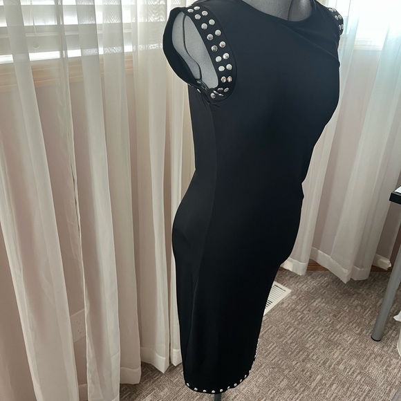 Michael Kors Black with silver studs dress with side ruching. - Picture 3 of 5